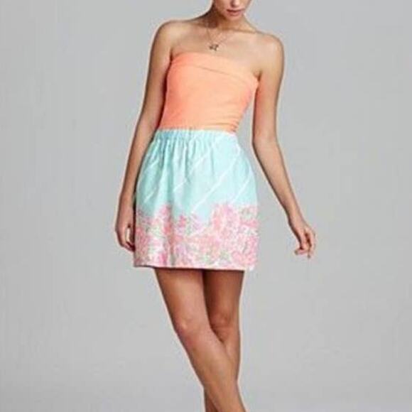 Lilly Pulitzer Strapless Dress Sz XS Preppy Coastal Fleur Sandbar Crash Landing - Picture 1 of 13